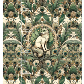 ART NOUVEAU CATS & FLOWERS PAT. 1 - panel (75cm x 80cm) Cotton woven fabric