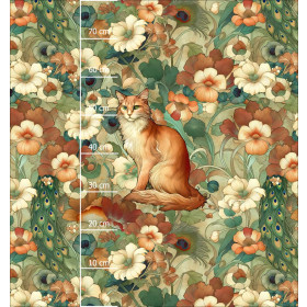 ART NOUVEAU CATS & FLOWERS PAT. 2 - panel (75cm x 80cm) SINGLE JERSEY PANEL