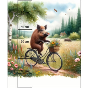 BOAR ON A BIKE PAT. 2 - panel (60cm x 50cm) Cotton woven fabric