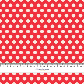 WHITE DOTS / red - Woven Fabric for tablecloths