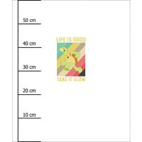LIFE IS GOOD TAKE IT SLOW / white - PANEL (60cm x 50cm) SINGLE JERSEY