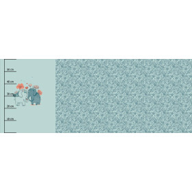 ELEPHANTS IN LOVE - panoramic panel waterproof woven fabric (60cm x 155cm)