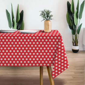 WHITE DOTS / red - Woven Fabric for tablecloths