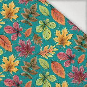 COLORFUL LEAVES MIX / emerald (GLITTER AUTUMN) - Nylon fabric Pumi
