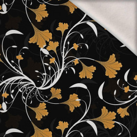LEAVES pat. 4 (gold) / black - brushed knitwear with elastane ITY
