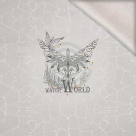 WATER WORLD  / grey -  PANEL (60cm x 50cm) brushed knitwear with elastane ITY