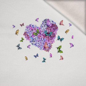 HEART / Flowers and butterflies -  PANEL (75cm x 80cm) brushed knitwear with elastane ITY