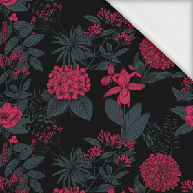 FLOWERS / viva magenta - looped knit fabric with elastane ITY