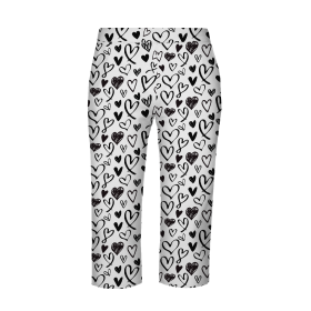 Pajamas-cropped pants "LINDA" - HEARTS / black - sewing set