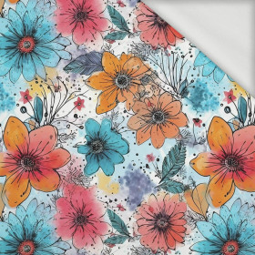 WATER-COLOR FLOWERS pat. 5 - looped knit fabric with elastane ITY