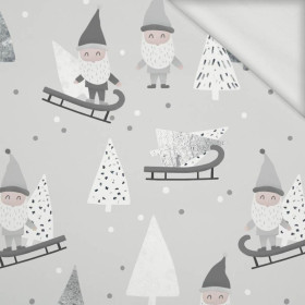 SLEDDING DWARFS (FOREST DWARFS) / GREY - looped knit fabric