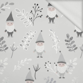 DWARFS AND FERN (FOREST DWARFS) / GREY - looped knit fabric