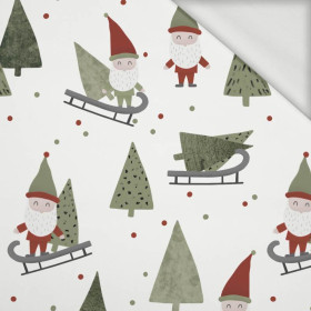 SLEDDING DWARFS (FOREST DWARFS) / WHITE - looped knit fabric