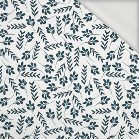 SMALL LEAVES pat. 2 / white - looped knit fabric