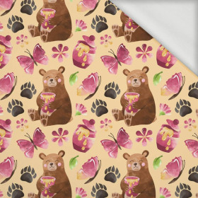 BEARS WITH HONEY (BEARS AND BUTTERFLIES) - looped knit fabric