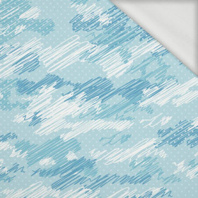 CAMOUFLAGE - scribble / light blue - looped knit fabric