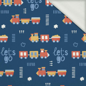 LOCOMOTIVES (LET’S GO) / dark blue (ADVENTURE BEGINS) - looped knit fabric