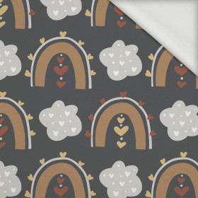 VALENTINE'S RAINBOW pat. 2 / graphite (RAINBOWS AND HEARTS) - looped knit fabric