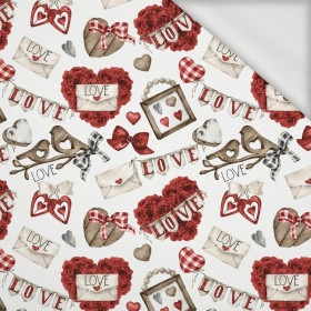 VALENTINE'S MIX PAT. 2 (CHECK AND ROSES) - looped knit fabric