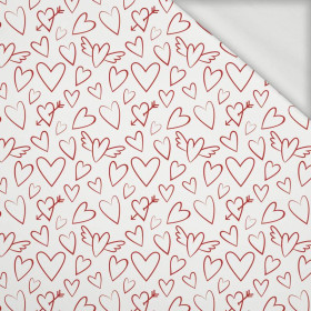 WINGED HEARTS / white (VALENTINE'S MIX) - looped knit fabric