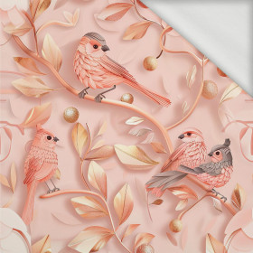 PINK BIRDS - looped knit fabric