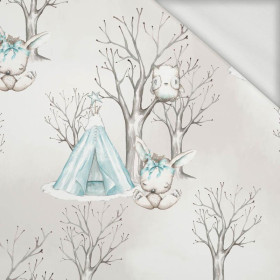 ANIMALS IN TIPI / TREES (MAGICAL CHRISTMAS FOREST) - looped knit fabric