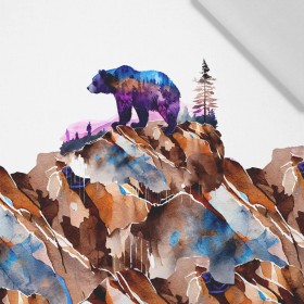 BEAR ON A ROCK - panel (60cm x 50cm) Cotton woven fabric