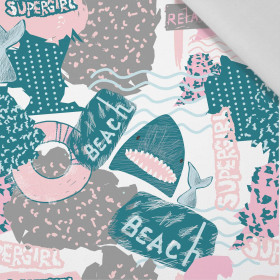 GRAFFITI SHARKS / white - Cotton woven fabric