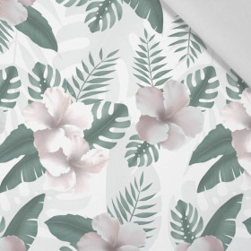 HIBISCUS Pat. 2 / white - Cotton woven fabric
