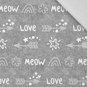 ARROWS / love (CATS WORLD ) / ACID WASH GREY  - Cotton woven fabric