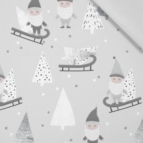 SLEDDING DWARFS (FOREST DWARFS) / GREY - Cotton woven fabric