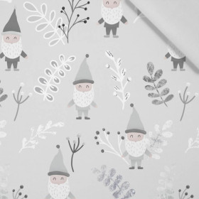 DWARFS AND FERN (FOREST DWARFS) / GREY - Cotton woven fabric