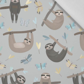SLOTHS / butterflies (SLOTHS) / grey - Cotton woven fabric