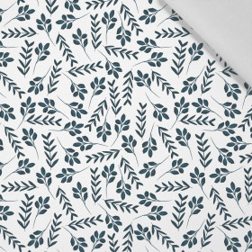 SMALL LEAVES pat. 2 / white - Cotton woven fabric