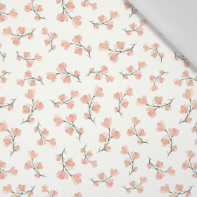 PINK FLOWERS PAT. 4 / white - Cotton woven fabric