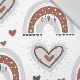 VALENTINE'S RAINBOW pat. 3 / white (RAINBOWS AND HEARTS) - Cotton woven fabric