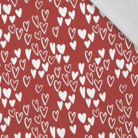 BUBBLE HEARTS / RED (BIRDS IN LOVE) - Cotton woven fabric