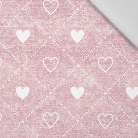 HEARTS AND RHOMBUSES / vinage look jeans (rose quartz) - Cotton woven fabric