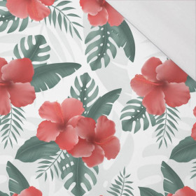 HIBISCUS Pat. 2 / red - single jersey with elastane 