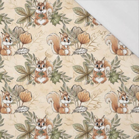 SQUIRRELS AND LEAVES pat. 1 (AUTUMN IN THE FOREST) - single jersey with elastane 