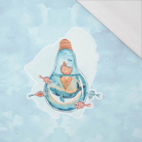 WHALE IN A BULB pat.1 (MAGIC OCEAN) - SINGLE JERSEY PANORAMIC PANEL (60cm x 155cm)