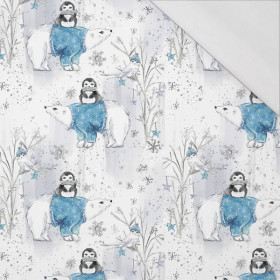 PENGUINS ON BEARS / white (ENCHANTED WINTER) - single jersey with elastane 