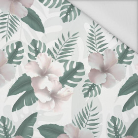 HIBISCUS Pat. 2 / white - Waterproof woven fabric