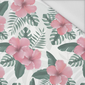 HIBISCUS Pat. 2 / pink - Waterproof woven fabric