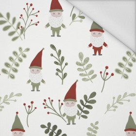 DWARFS AND FERN (FOREST DWARFS) / WHITE - Waterproof woven fabric