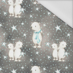 TEDDIES AND STARS / dark grey (MAGICAL CHRISTMAS FOREST) - Waterproof woven fabric
