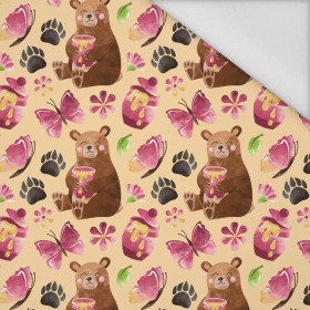 BEARS WITH HONEY (BEARS AND BUTTERFLIES) - Waterproof woven fabric