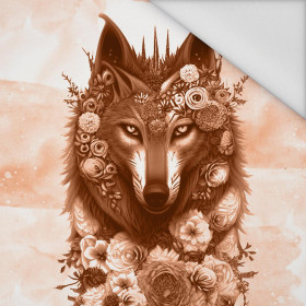 FANTASY WOLF / peach fuzz - panel (75cm x 80cm) Waterproof woven fabric