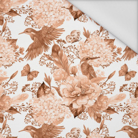 KINGFISHERS AND LILACS (KINGFISHERS IN THE MEADOW) / peach fuzz - Waterproof woven fabric