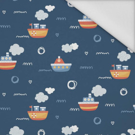 SHIPS pat. 3 / dark blue (ADVENTURE BEGINS) - Waterproof woven fabric